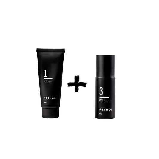 Cleanser y Crema facial Aethos – rutina de skincare para hombres