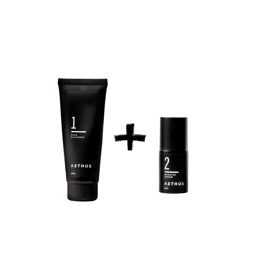 Cleanser y Serum Aethos – rutina de skincare para hombres